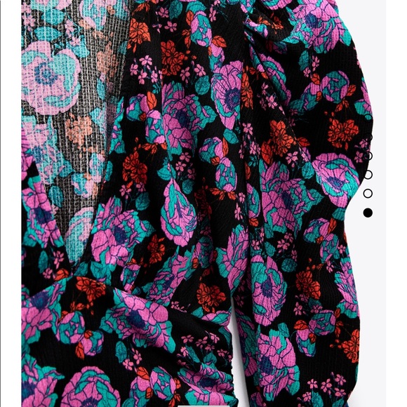 Zara v/neck floral dress with shoulder pads and side vents - Picture 7 of 11